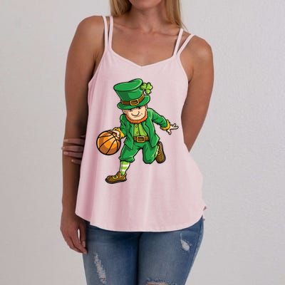 Basketball Leprechaun St Patricks Day Sports Funny Gift Women's Strappy Tank