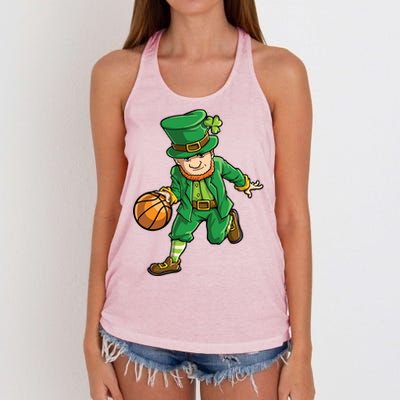 Basketball Leprechaun St Patricks Day Sports Funny Gift Women's Knotted Racerback Tank