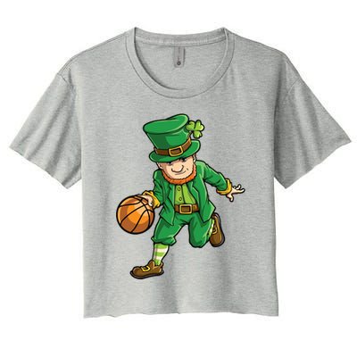 Basketball Leprechaun St Patricks Day Sports Funny Gift Women's Crop Top Tee