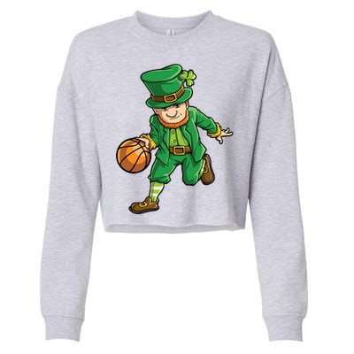 Basketball Leprechaun St Patricks Day Sports Funny Gift Cropped Pullover Crew