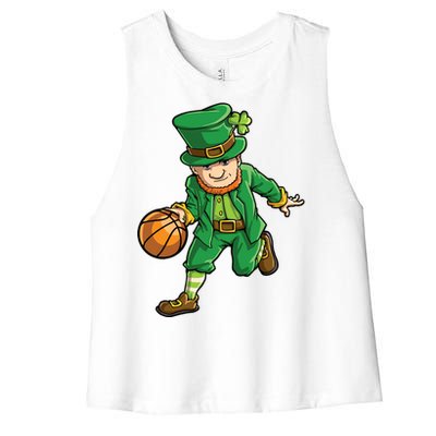 Basketball Leprechaun St Patricks Day Sports Funny Gift Women's Racerback Cropped Tank