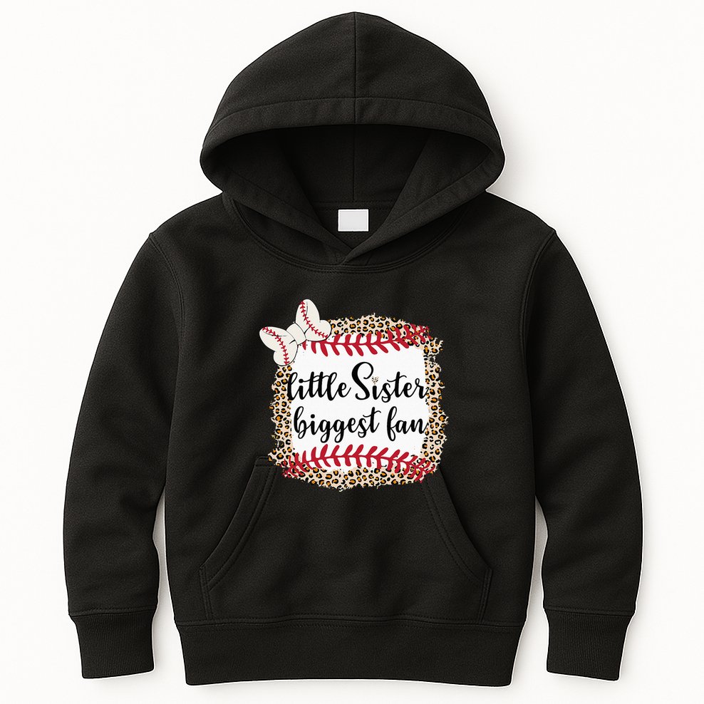 Baseball Little Sister Biggest Fan For Baseball Player Kids Hoodie