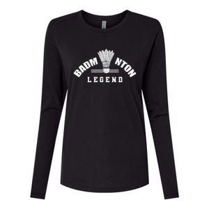 Badminton Legend Shuttlecock Birdie Badminton Womens Cotton Relaxed Long Sleeve T-Shirt