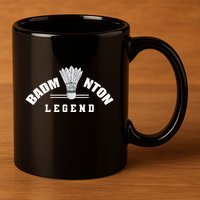 Badminton Legend Shuttlecock Birdie Badminton 11oz C Handle Ceramic Mug