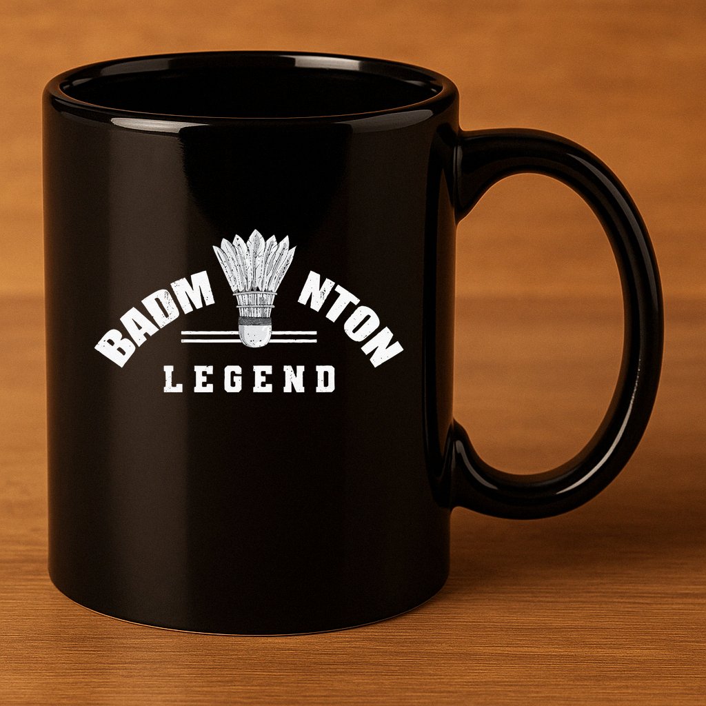 Badminton Legend Shuttlecock Birdie Badminton 11oz C Handle Ceramic Mug