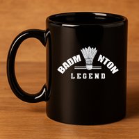 Badminton Legend Shuttlecock Birdie Badminton 11oz C Handle Ceramic Mug
