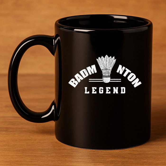 Badminton Legend Shuttlecock Birdie Badminton 11oz C Handle Ceramic Mug
