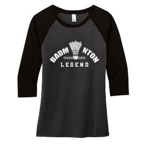 Badminton Legend Shuttlecock Birdie Badminton Women's Tri-Blend 3/4-Sleeve Raglan Shirt