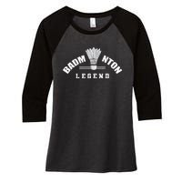 Badminton Legend Shuttlecock Birdie Badminton Women's Tri-Blend 3/4-Sleeve Raglan Shirt