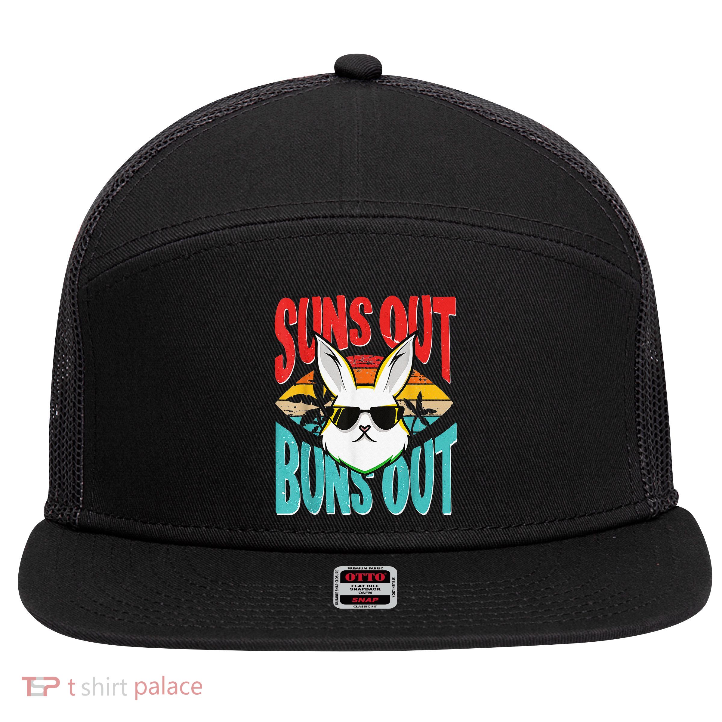 Bunny Lover Suns Out Buns Out 7 Panel Mesh Trucker Snapback Hat