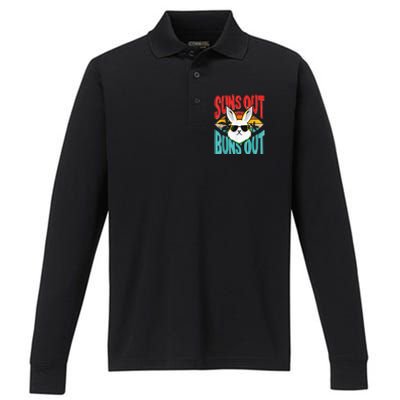 Bunny Lover Suns Out Buns Out Performance Long Sleeve Polo