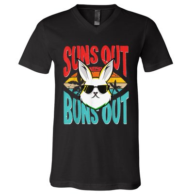 Bunny Lover Suns Out Buns Out V-Neck T-Shirt