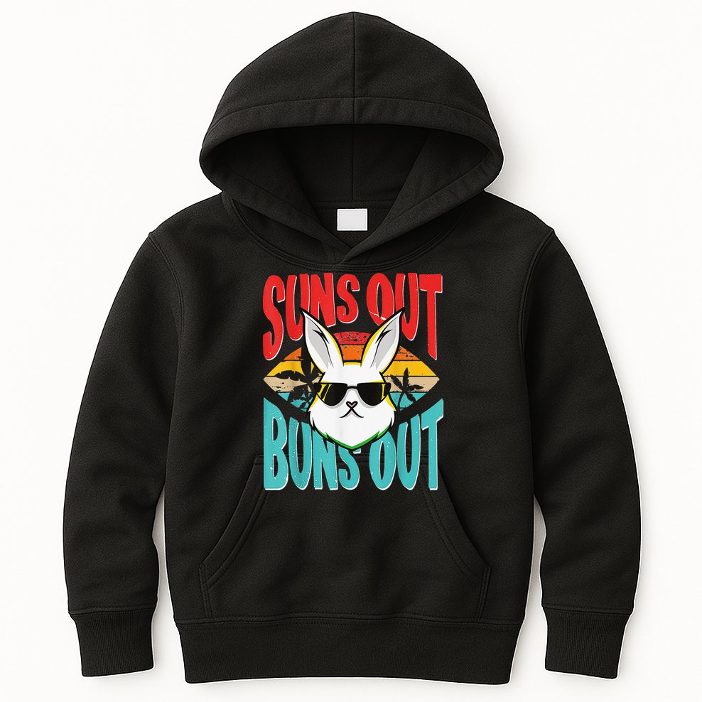 Bunny Lover Suns Out Buns Out Kids Hoodie