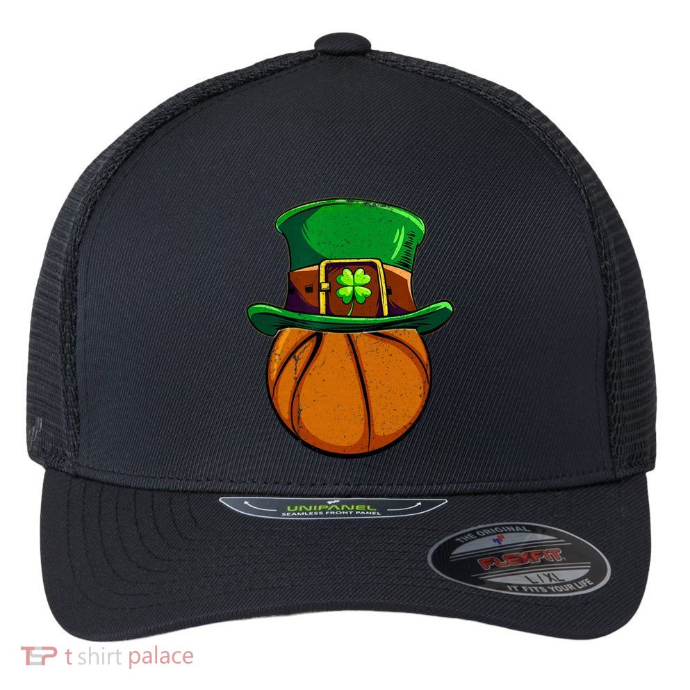 Basketball Leprechaun Shamrock Irish St Patricks Day Gift Flexfit Unipanel Trucker Cap