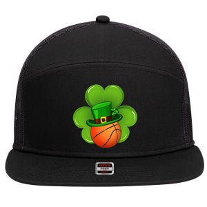 Basketball Leprechaun Shamrock Irish St Patricks Day Gift 7 Panel Mesh Trucker Snapback Hat