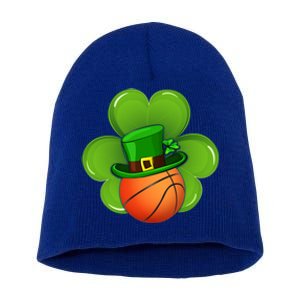 Basketball Leprechaun Shamrock Irish St Patricks Day Gift Short Acrylic Beanie