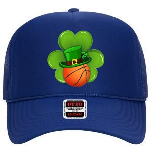 Basketball Leprechaun Shamrock Irish St Patricks Day Gift High Crown Mesh Back Trucker Hat