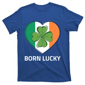 Born Lucky Saint Patrick Irish Flag Gift T-Shirt