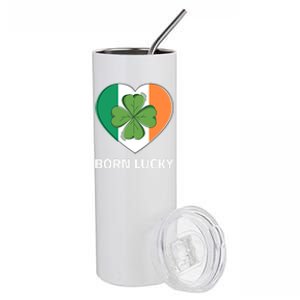 Born Lucky Saint Patrick Irish Flag Gift Stainless Steel Tumbler