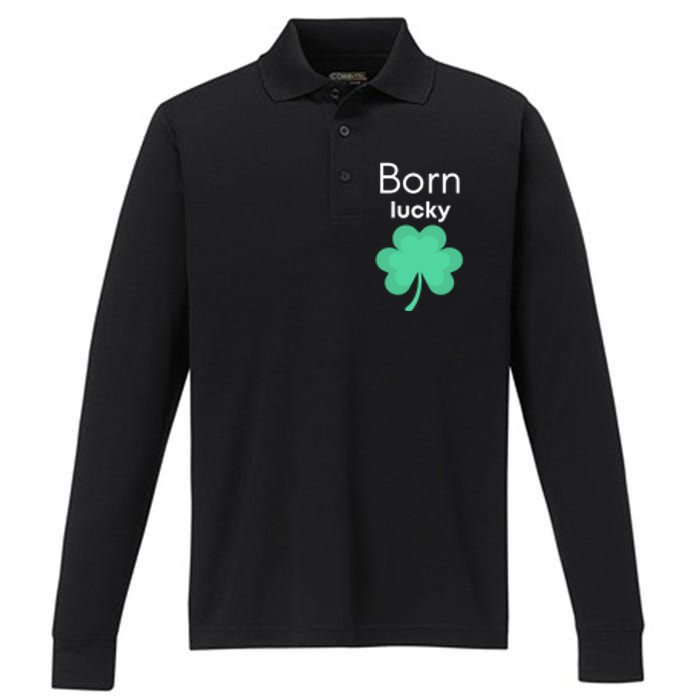 Born Lucky Shamrock Performance Long Sleeve Polo