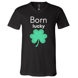 Born Lucky Shamrock V-Neck T-Shirt