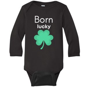 Born Lucky Shamrock Baby Long Sleeve Bodysuit