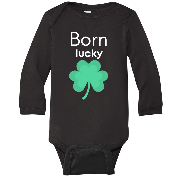 Born Lucky Shamrock Baby Long Sleeve Bodysuit