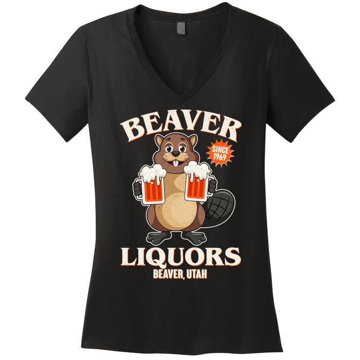 Beaver Liquors Since 1969 Beaver Utah Women's V-Neck T-Shirt