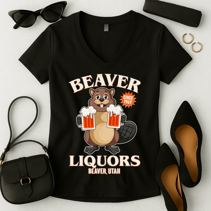 Beaver Liquors Since 1969 Beaver Utah Women's V-Neck T-Shirt