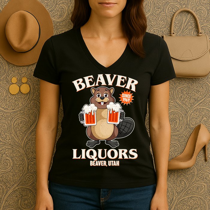 Beaver Liquors Since 1969 Beaver Utah Women's V-Neck T-Shirt