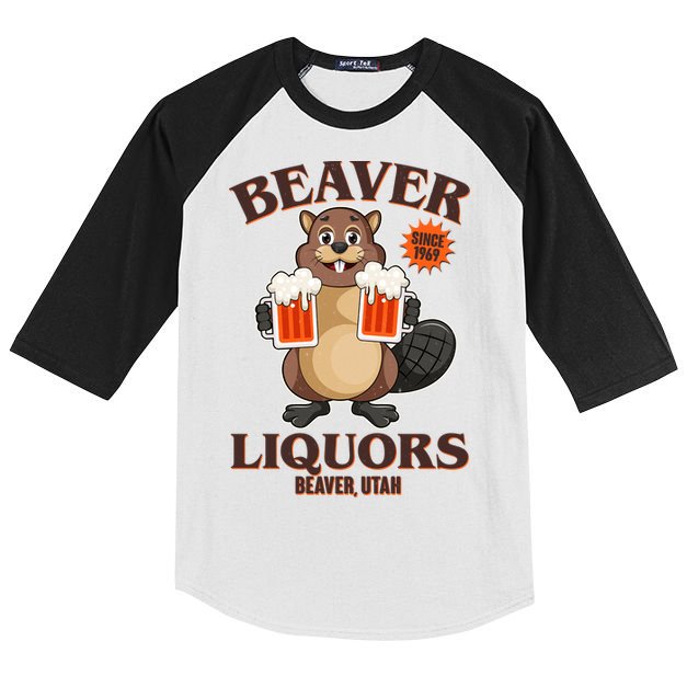 Beaver Liquors Since 1969 Beaver Utah Kids Colorblock Raglan Jersey