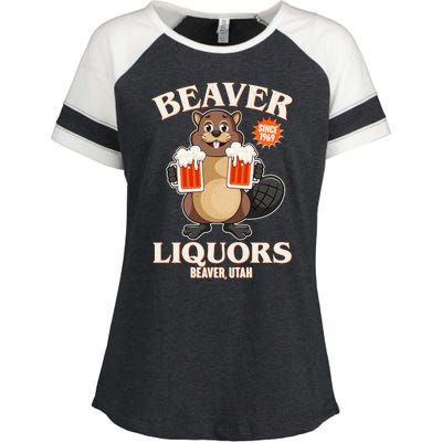 Beaver Liquors Since 1969 Beaver Utah Enza Ladies Jersey Colorblock Tee