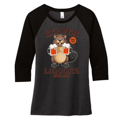 Beaver Liquors Since 1969 Beaver Utah Women's Tri-Blend 3/4-Sleeve Raglan Shirt