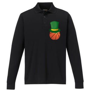 Basketball Leprechaun St Patrick's Day Sport Funny Gift Performance Long Sleeve Polo