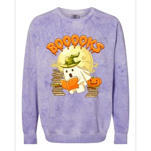 Books Lover Spooky Ghost Reading Book Halloween Costume Funny Gift Colorblast Crewneck Sweatshirt