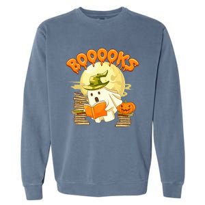 Books Lover Spooky Ghost Reading Book Halloween Costume Funny Gift Garment-Dyed Sweatshirt