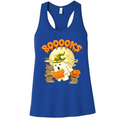 Books Lover Spooky Ghost Reading Book Halloween Costume Funny Gift Women's Racerback Tank