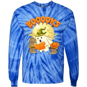 Books Lover Spooky Ghost Reading Book Halloween Costume Funny Gift Tie-Dye Long Sleeve Shirt