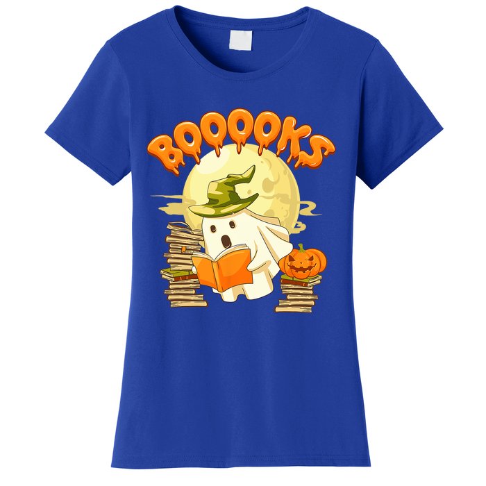 Books Lover Spooky Ghost Reading Book Halloween Costume Funny Gift Women's T-Shirt