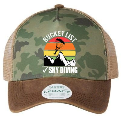 Bucket List Sky Diving Vintage Skydiver Skydiving Parachute Legacy Tie Dye Trucker Hat