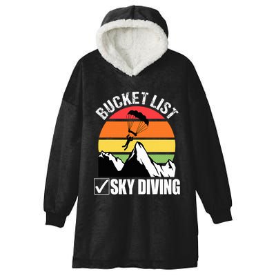 Bucket List Sky Diving Vintage Skydiver Skydiving Parachute Hooded Wearable Blanket
