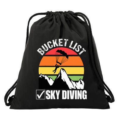 Bucket List Sky Diving Vintage Skydiver Skydiving Parachute Drawstring Bag