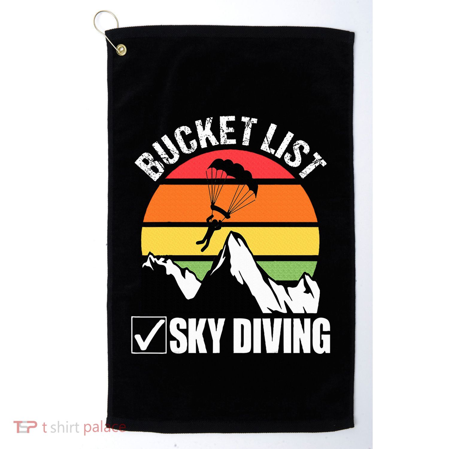 Bucket List Sky Diving Vintage Skydiver Skydiving Parachute Golf Towel