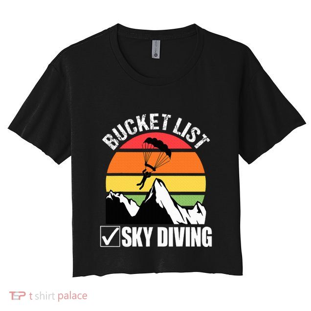 Bucket List Sky Diving Vintage Skydiver Skydiving Parachute Crop Top