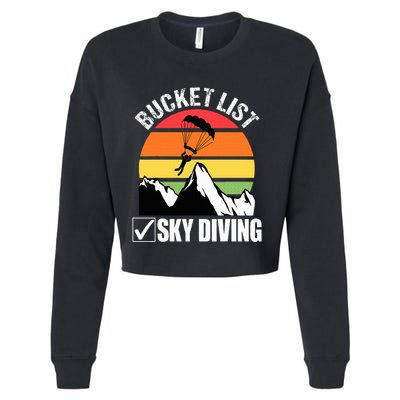 Bucket List Sky Diving Vintage Skydiver Skydiving Parachute Cropped Pullover Crew
