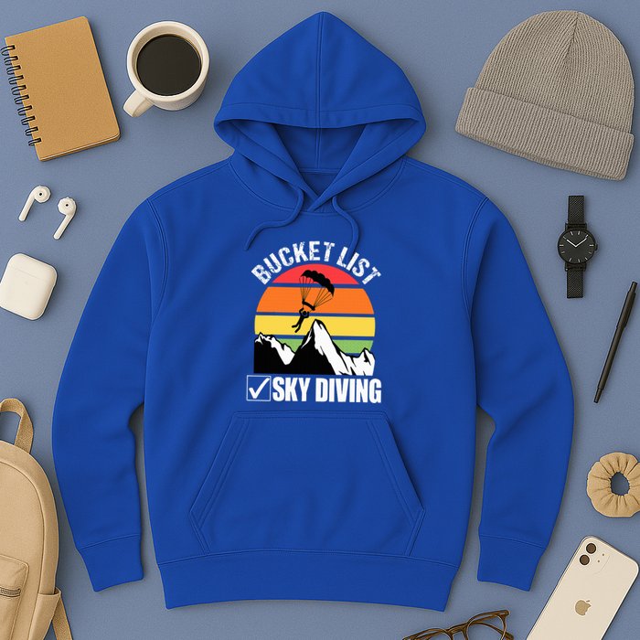 Bucket List Sky Diving Vintage Skydiver Skydiving Parachute Hoodie