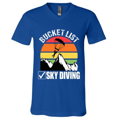 Bucket List Sky Diving Vintage Skydiver Skydiving Parachute V-Neck T-Shirt