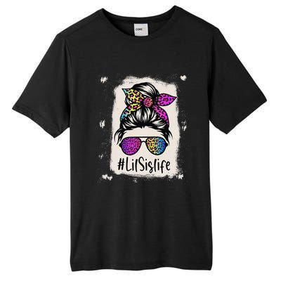 Bleached Lil Sis Life Messy Bun Rainbow Leopard Mother's Day Tall Fusion ChromaSoft Performance T-Shirt