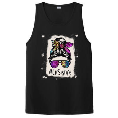 Bleached Lil Sis Life Messy Bun Rainbow Leopard Mother's Day PosiCharge Competitor Tank