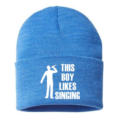 Boy Likes Singing Voice Coach Music Teacher Gift Sustainable Knit Beanie